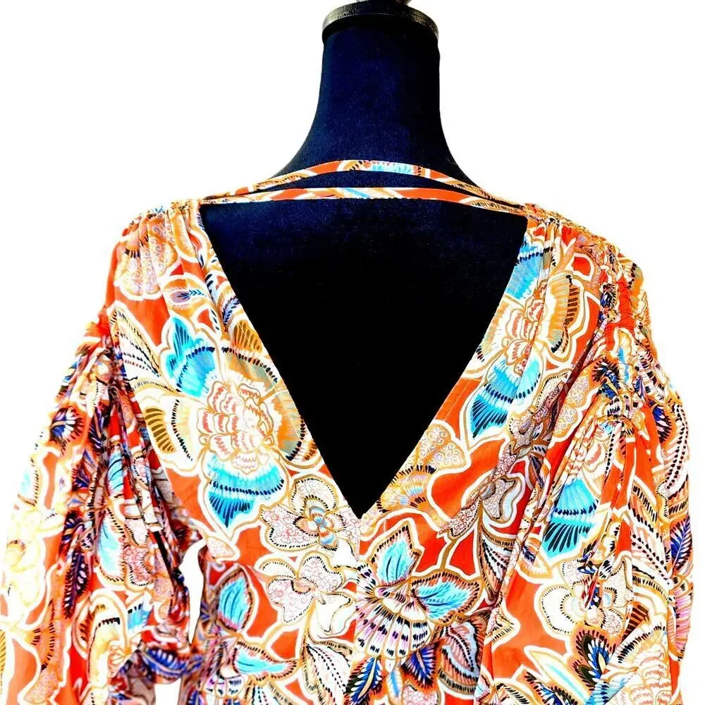 MISA Sari Floral Poplin Balloon-Sleeve Mini Dress - Picture 12 of 12